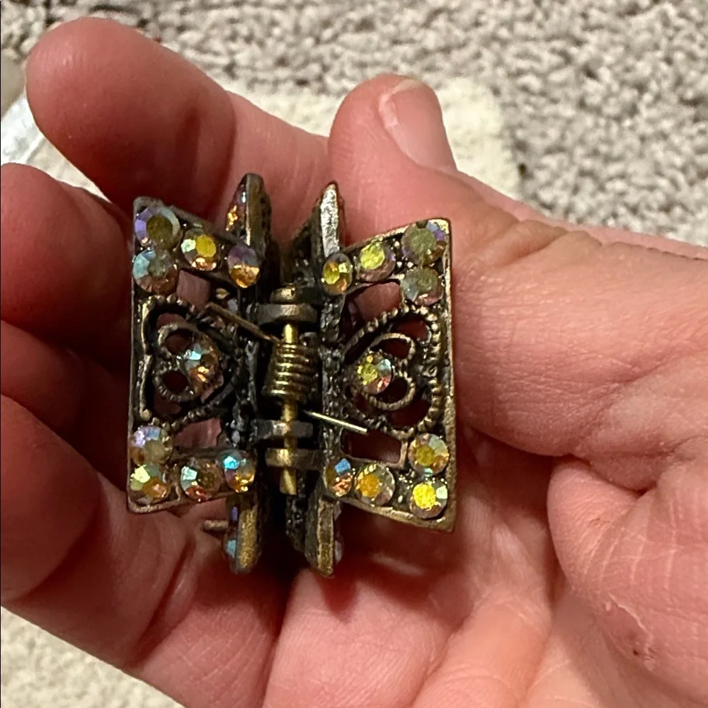Vintage Elegant Bronze Hair Clip with Crystal Accents